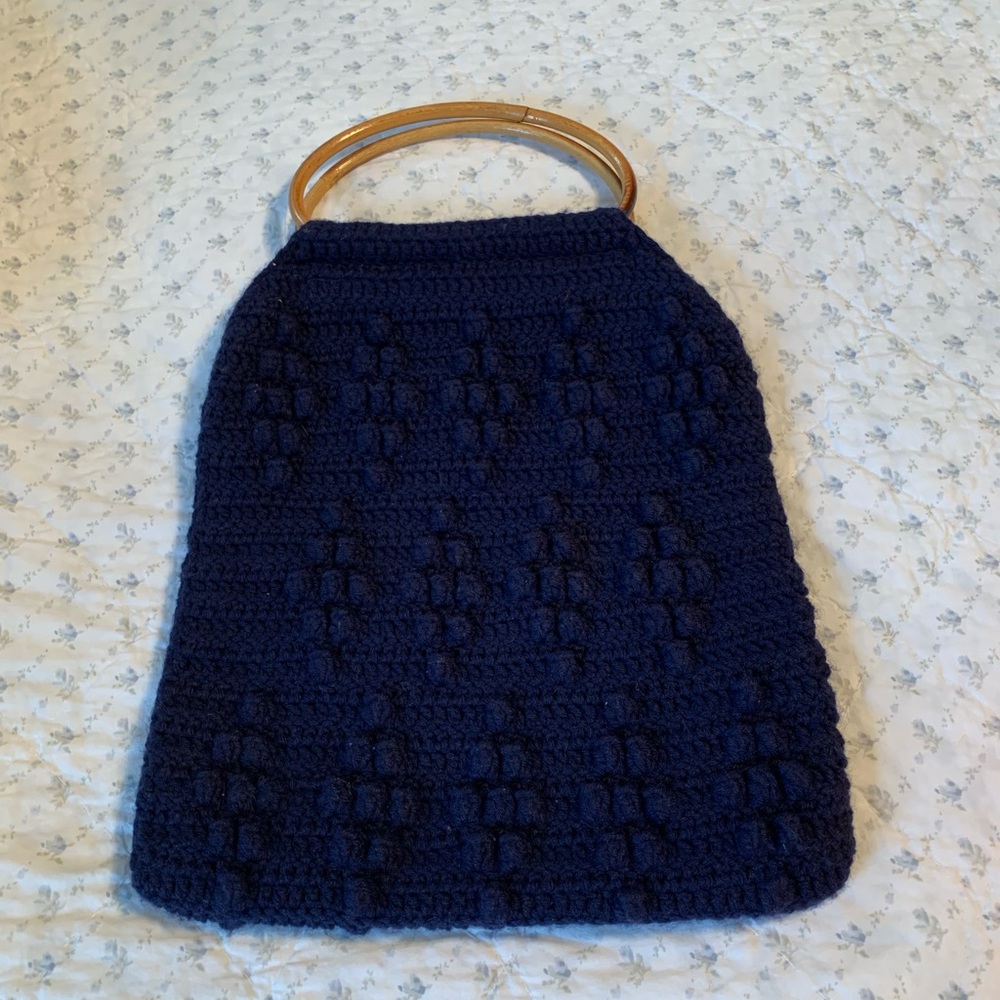 Vintage Crochet bag with Bamboo handles